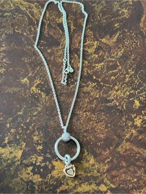 Pandora charm necklace with rose gold charm